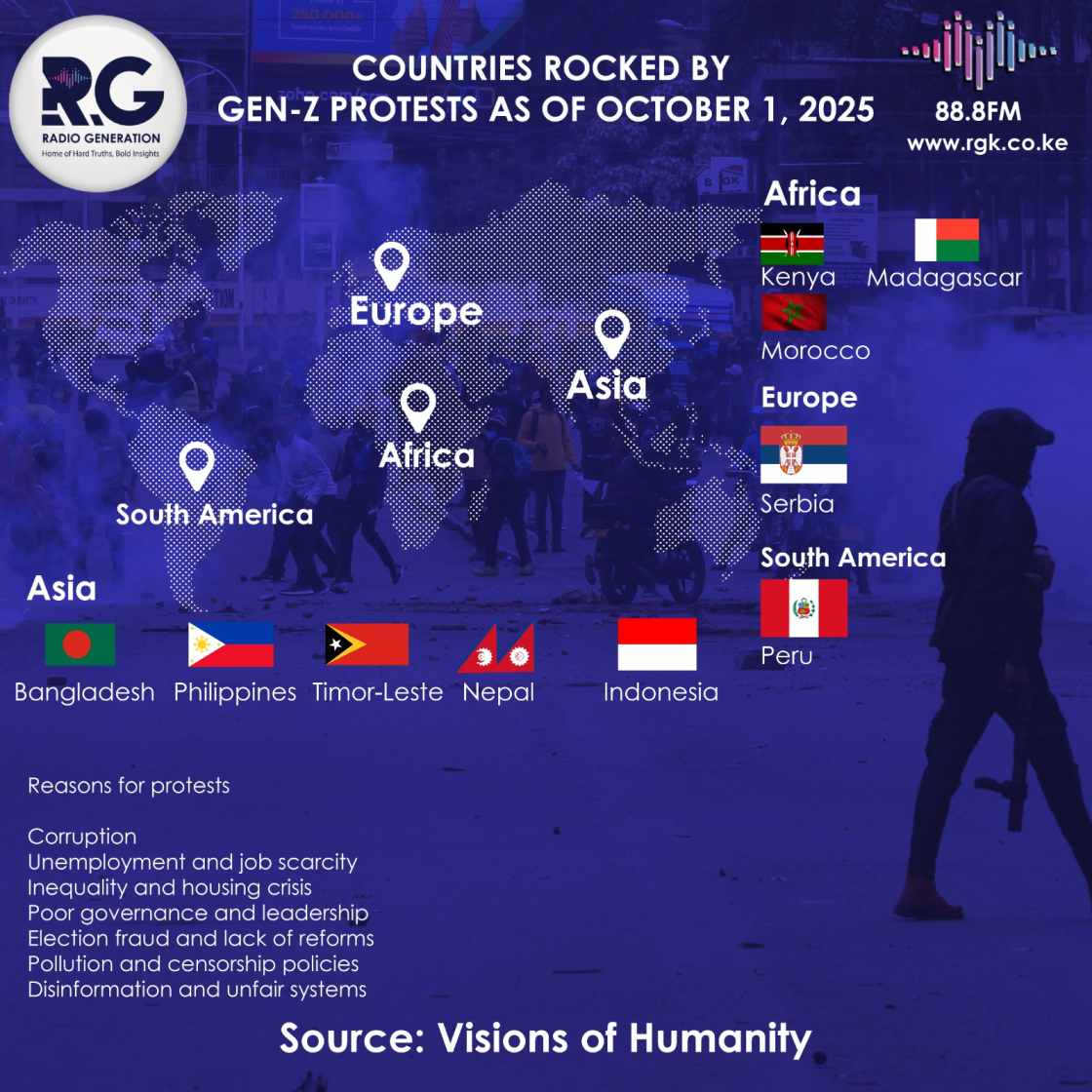 INFOGRAPHIC: Countries rocked by Gen-Z protests