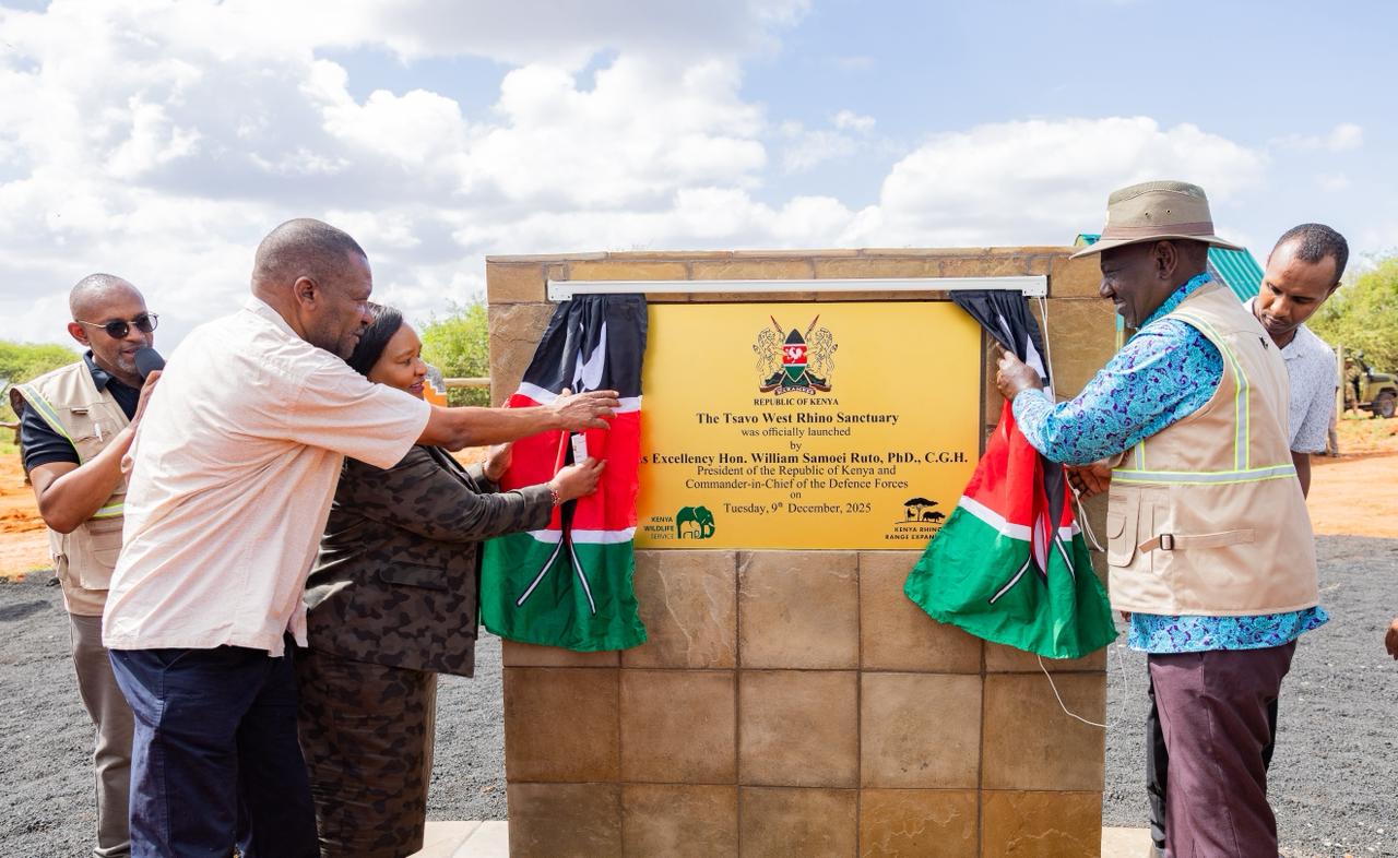 Ruto unveils world’s largest black rhino sanctuary in Tsavo West