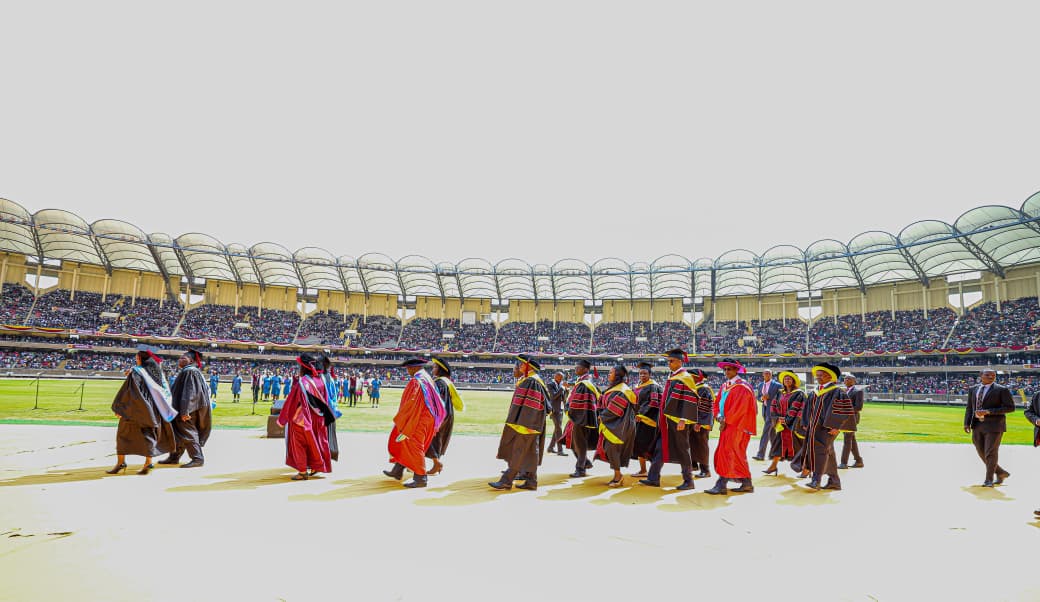 Deputy President Kithure Kindiki speaking during the 94th KMTC graduation ceremony at the Moi International Sports Centre, Kasarani—where 22,776 students were awarded certificates and diplomas/DPCS