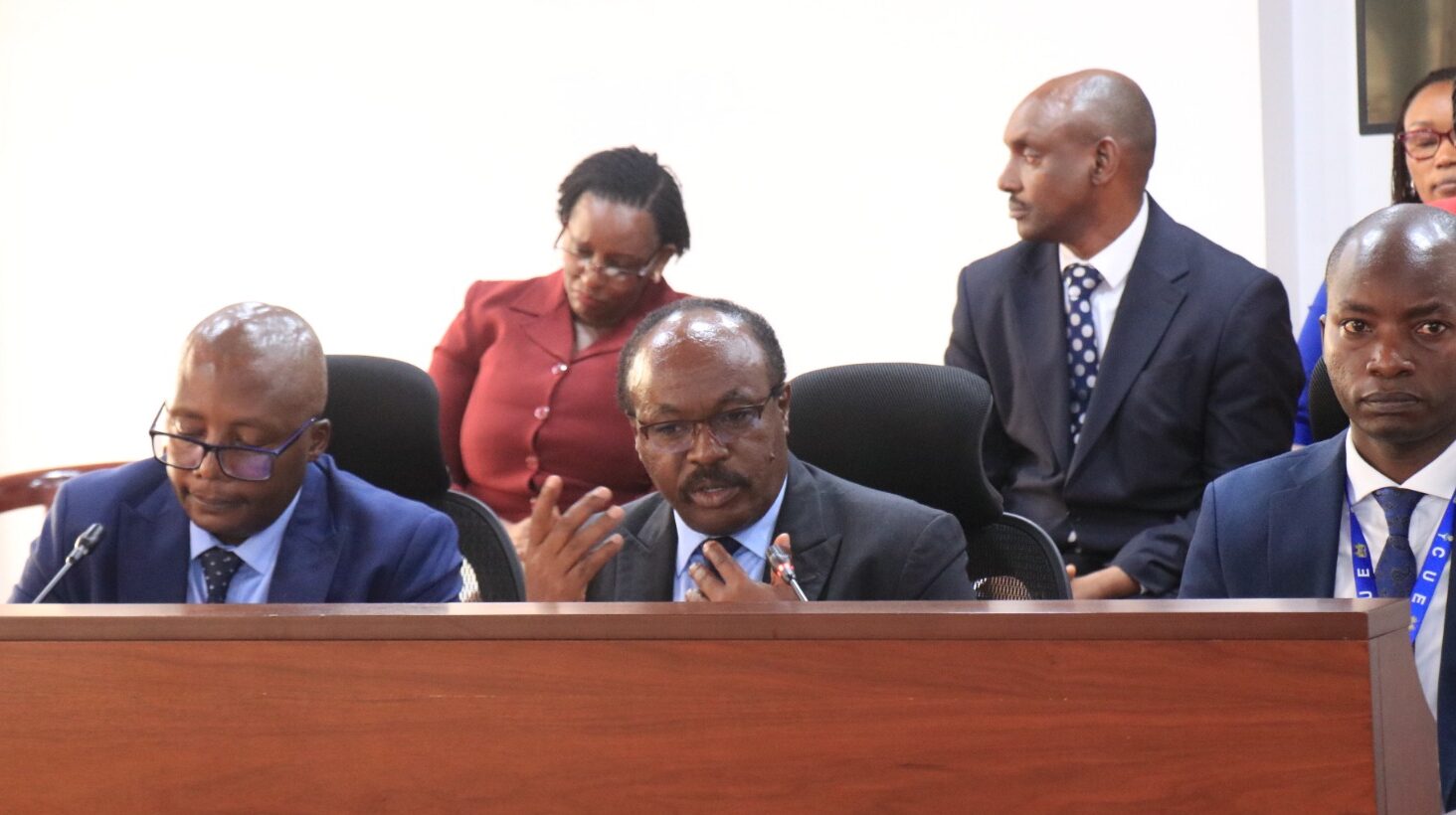 Commission for University Education Chief Executive Officer Mike Kuria with team when appeared before the National Assembly committees on Public investment committee on Education and governance on Thursday, 9 April 2026 in Parliament. PHOTO/DAVID BOGONKO NYOKANG’I