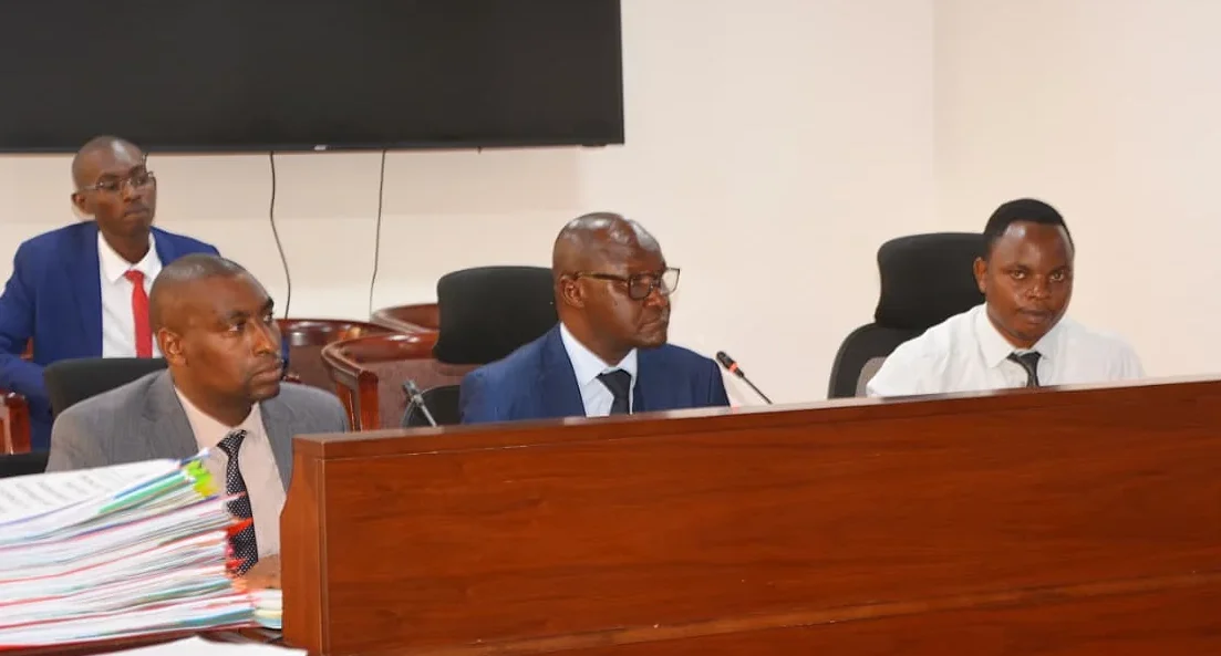 Kitui Teachers Training College Principal, Gerald Mutegi and team when appeared before the National Assembly Public Investment committee on Education and Governance in Parliament on 6th April, 2026.PHOTO/DAVID BOGONKO NYOKANG’I