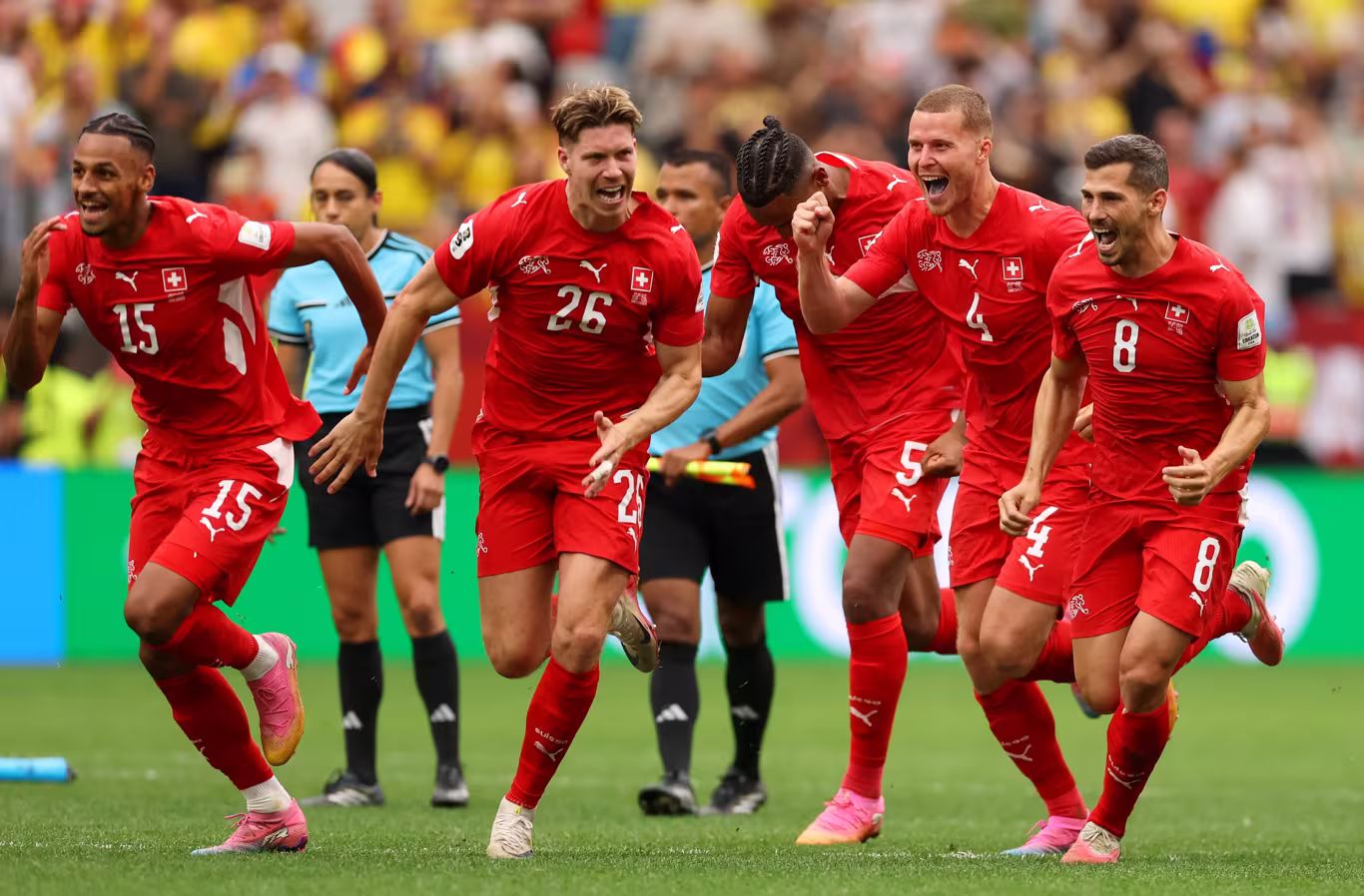 Switzerland beat Colombia on penalties to set quarter-final clash with Argentina
