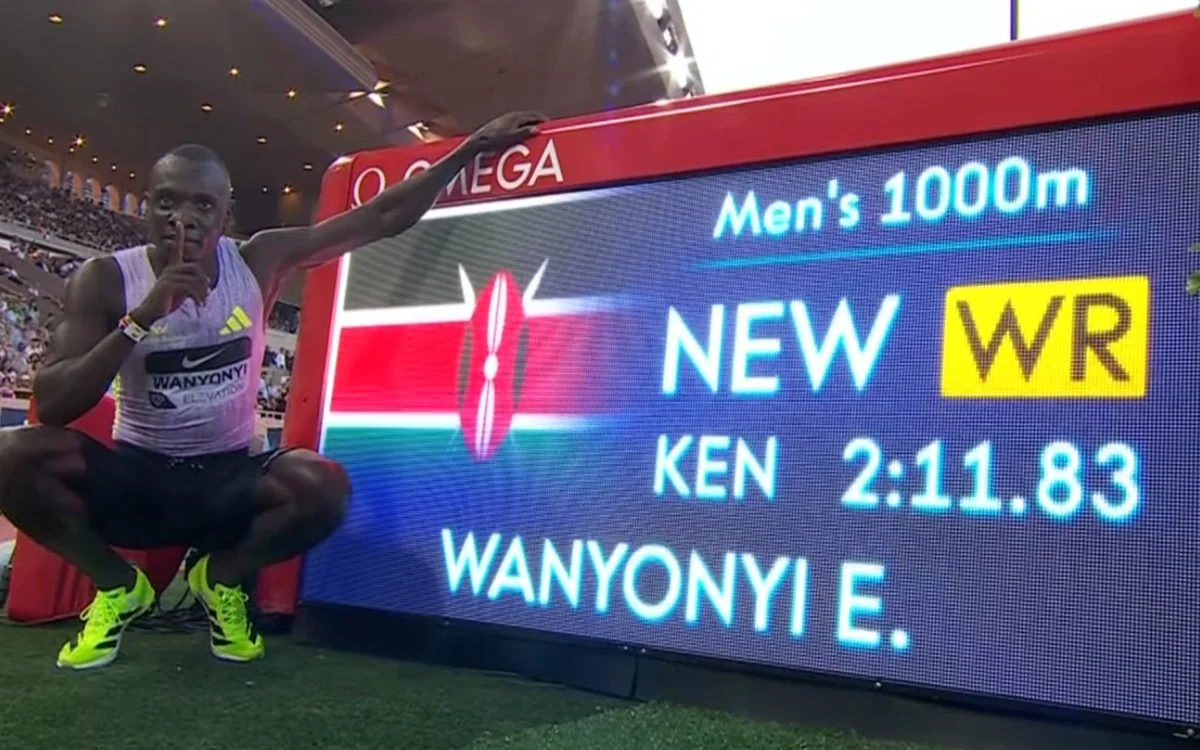 Emmanuel Wanyonyi breaks the men’s 1000m world record at Monaco Diamond League