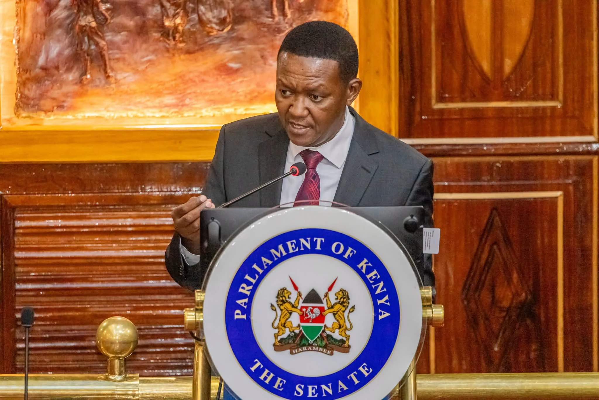 Cabinet Secretary for Labour and Social Protection Alfred Mutua appears before the Senate plenary on July 22, 2026. PHOTO/SENATE
