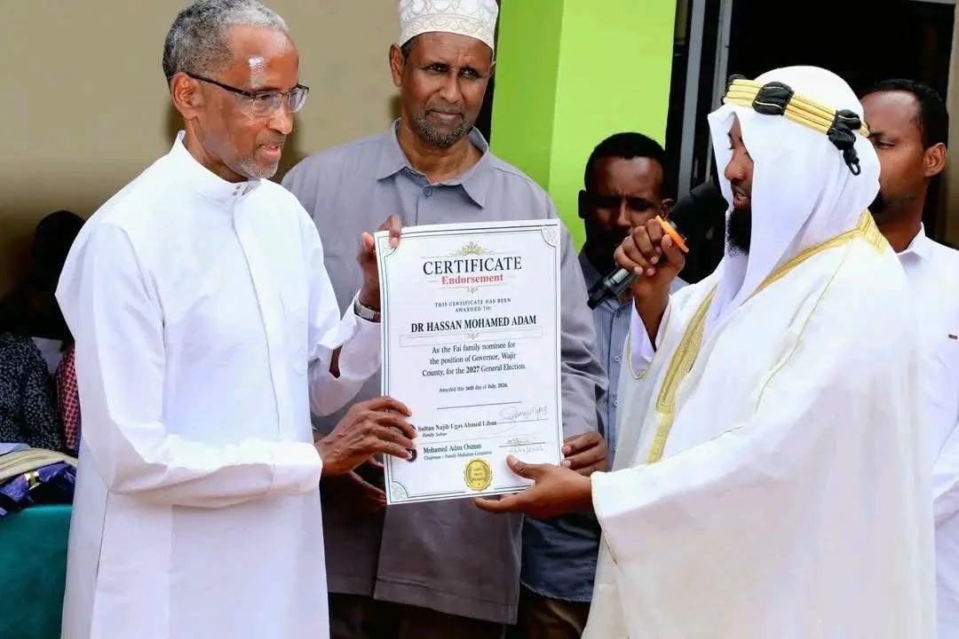 Fai clan endorses Hassan Adam for Wajir gubernatorial race as rivals reject process