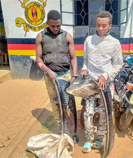 Police arrest two suspects after recovering suspected stolen Toyota Harrier parts on Kangundo Road