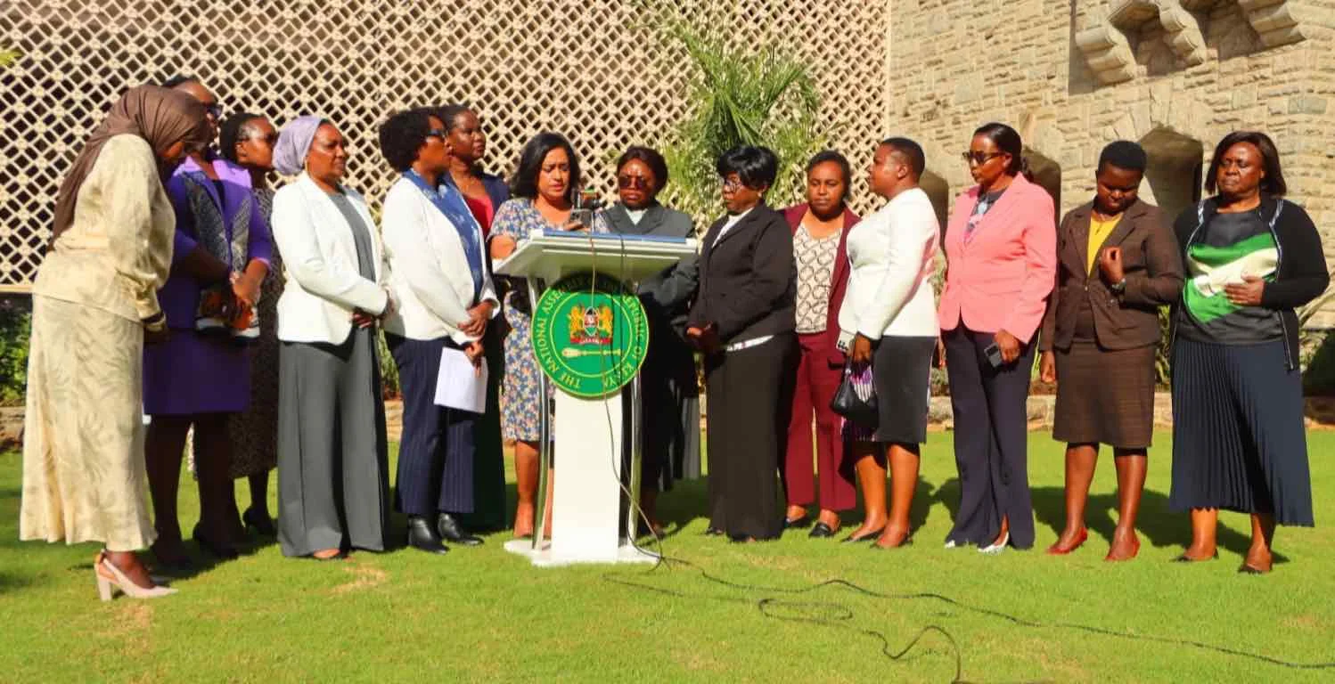 Broad-based allied women MPs during a press conference in Parliament on 25th August, 2026. PHOTO/DAVID BOGONKO NYOKANG'I