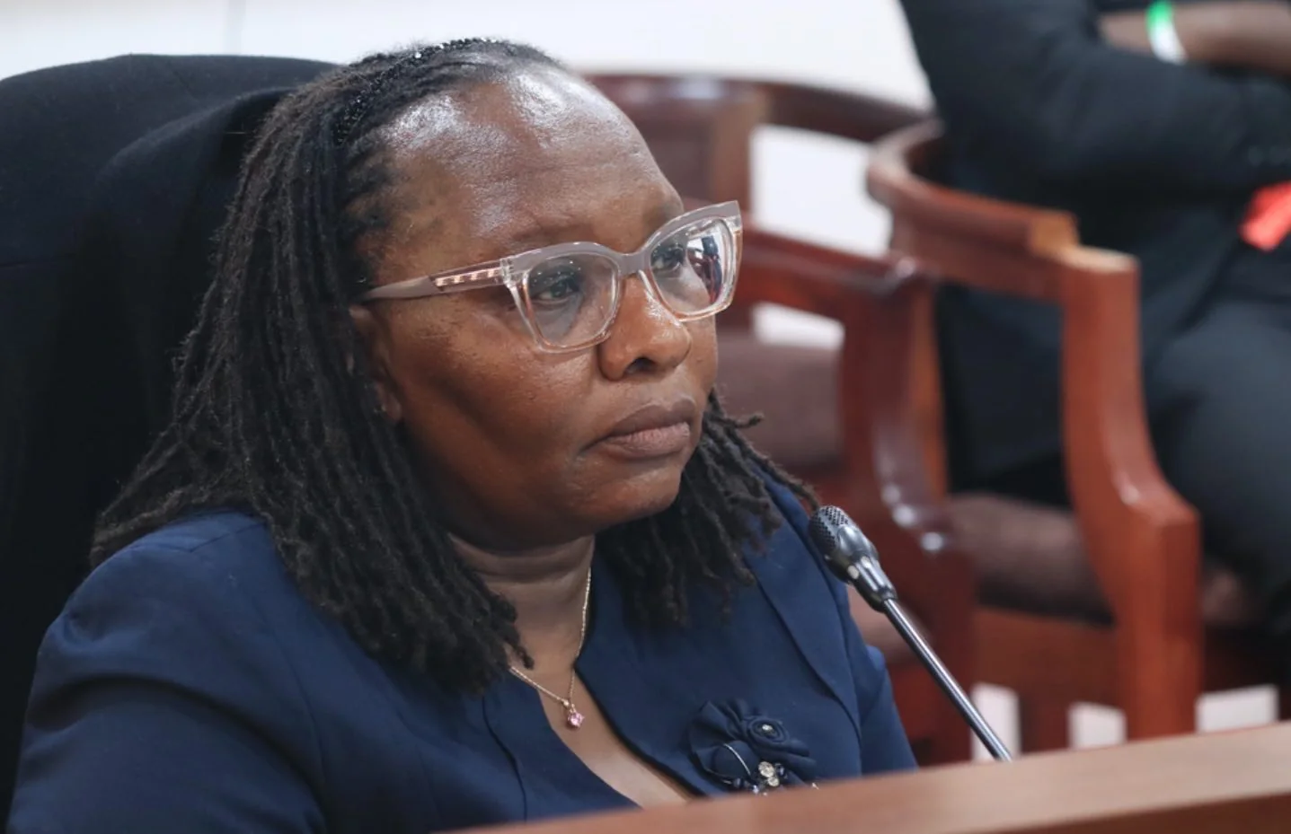 Bishop Gatimu Ngandu Girls High School Chief Principal Jane Njuguna appears before the National Assembly Committee on Governance and Education in Parliament on 15th September, 2026. PHOTO/DAVID BOGONKO NYOKANG'I