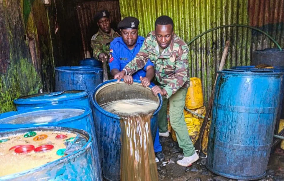 Police destroy 2,720 litres of illicit brews in Kahawa West crackdown