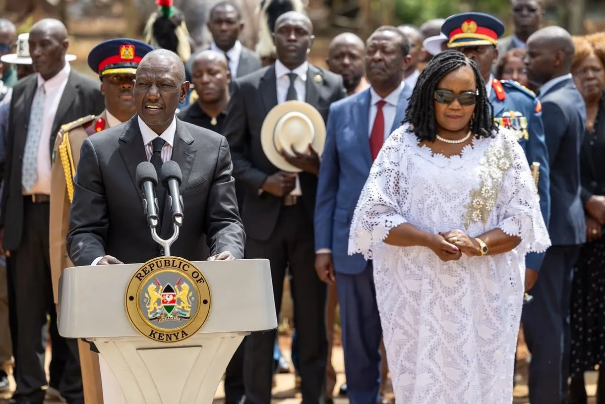 President William Ruto next to Ida Odinga while handing over and commissioning the Raila Odinga Mausoleum at Kang’o Ka Jaramogi in Bondo, Siaya County on October 7, 2026