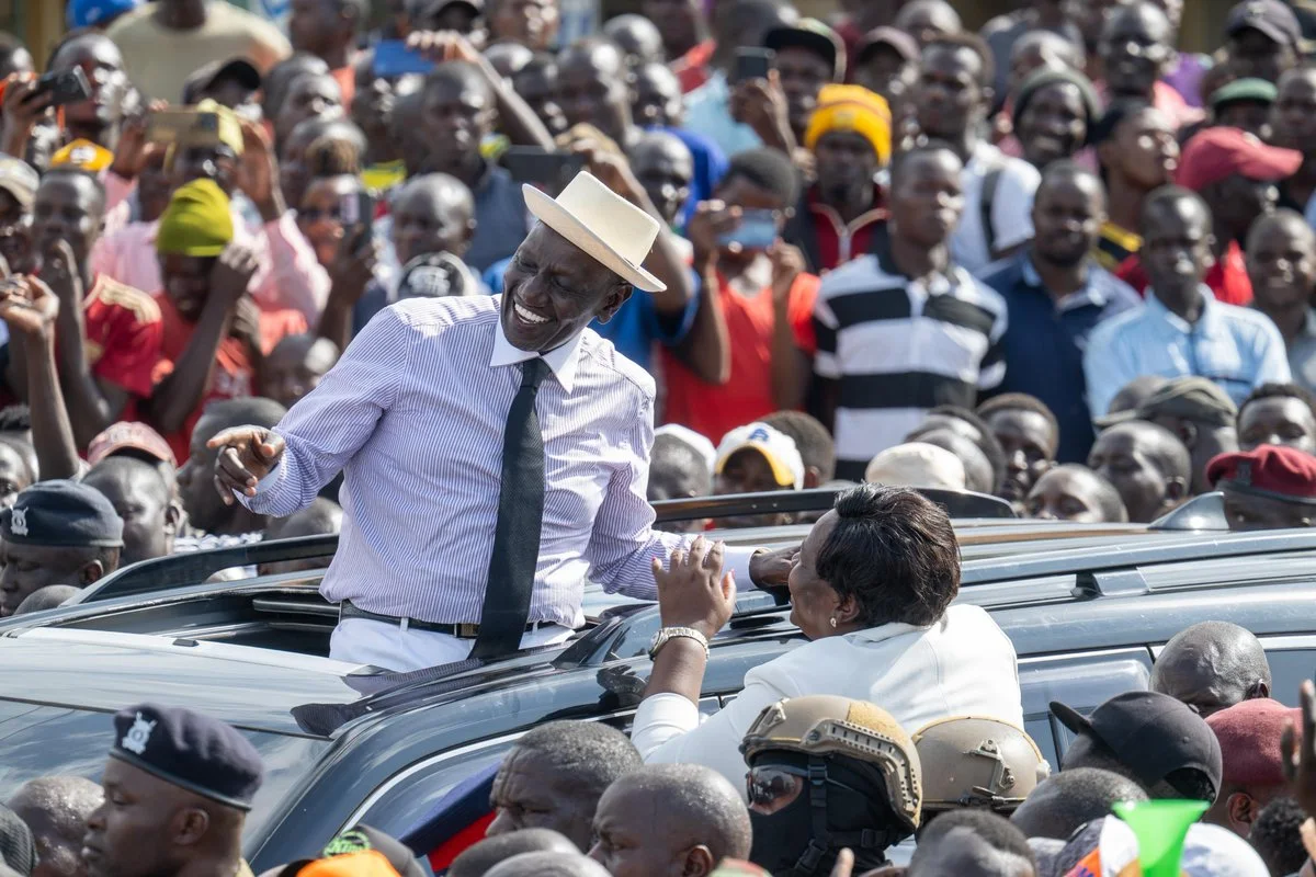 President William Ruto speaking to Homa Bay Governor Gladys Wanga during a public address in Bondo, Siaya on October 7, 2026
