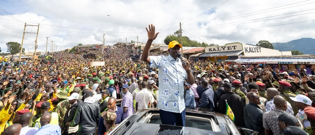 President William Ruto during a public address at Kapyego market, Elgeyo Marakwet County on October 13, 2026.