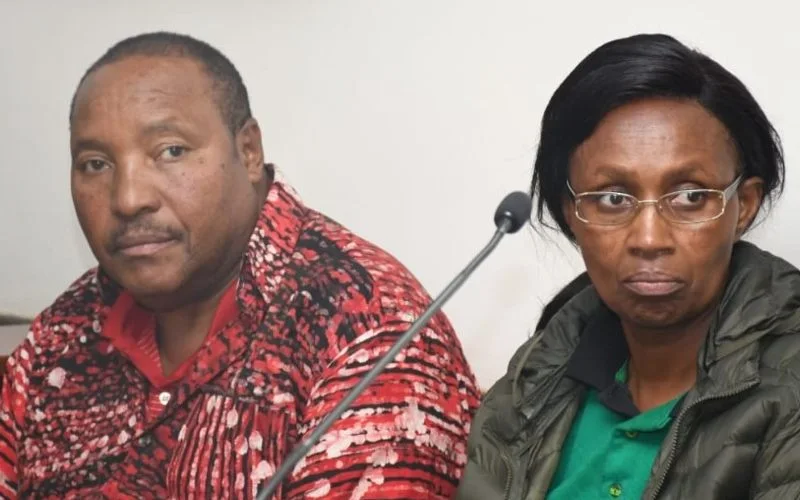Former Kiambu County Governor Ferdinand Waititu with his wife Susan Wangari at Milimani Law Courts