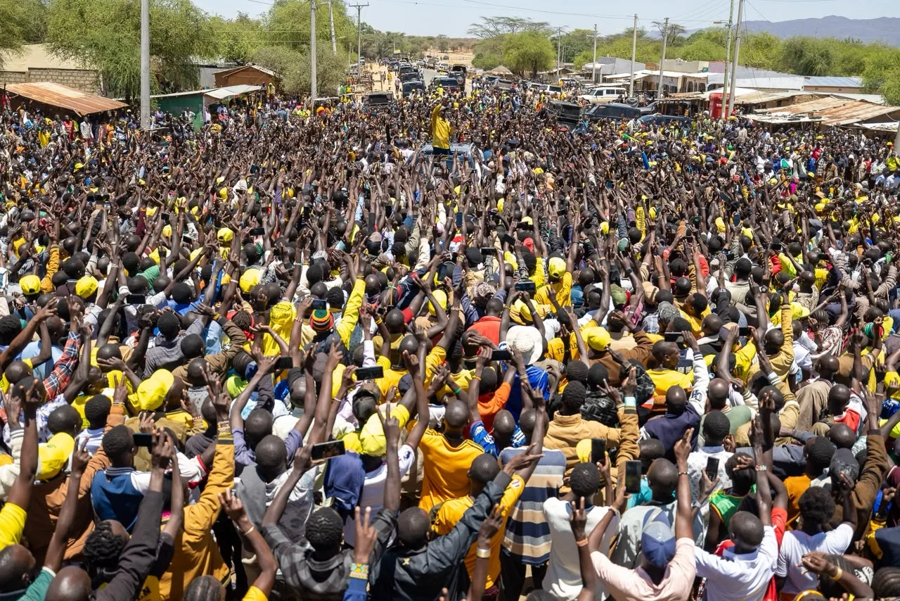 President William Ruto engaging residents of Eldama Ravine during his development tour of Baringo County on October 15, 2026.