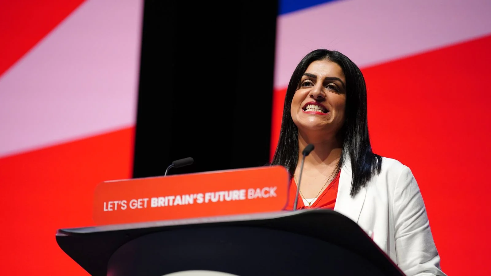 Shabana Mahmood addressing the Labour Party Conference in Liverpool in October 2023.