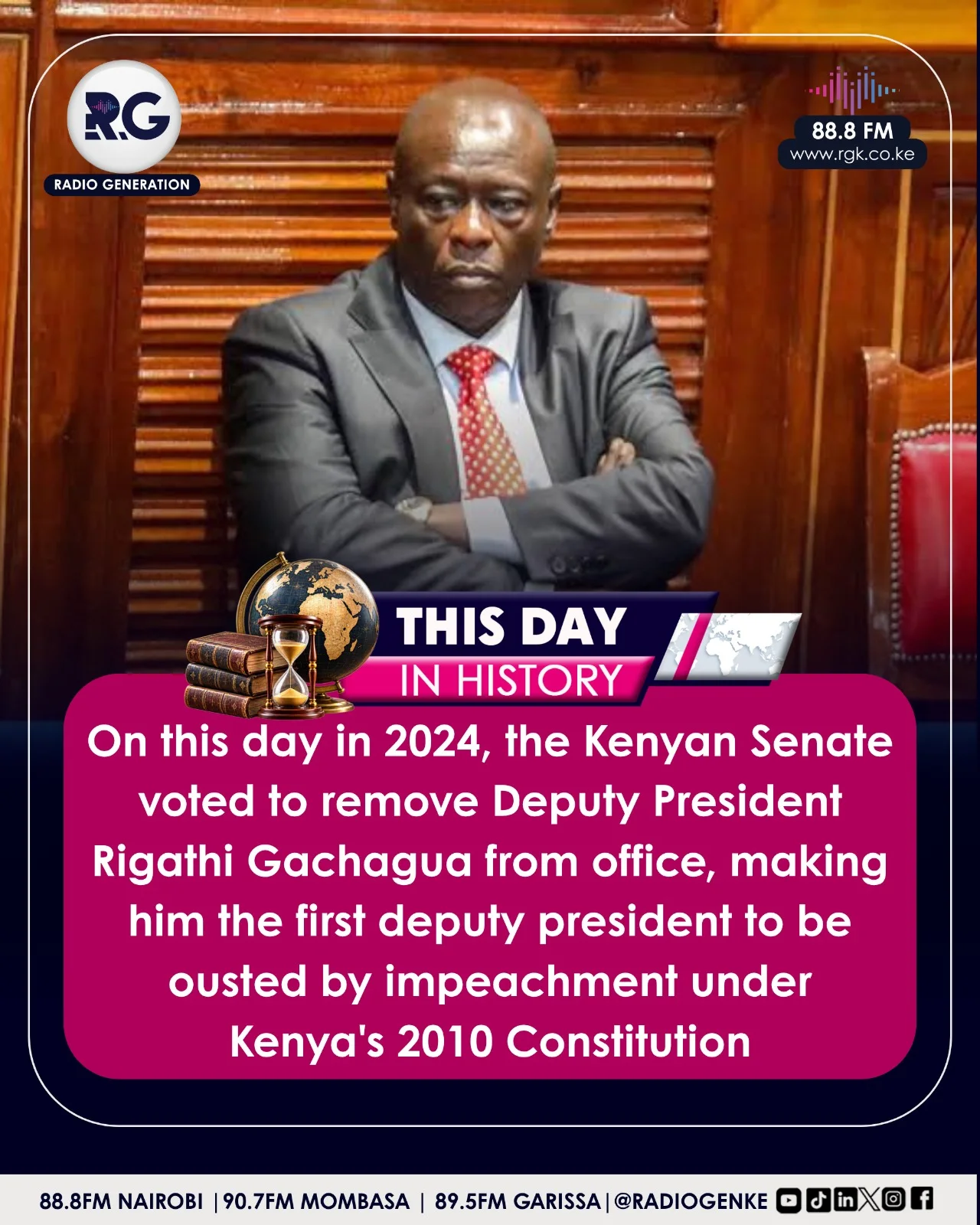 Former Deputy President Rigathi Gachagua impeached