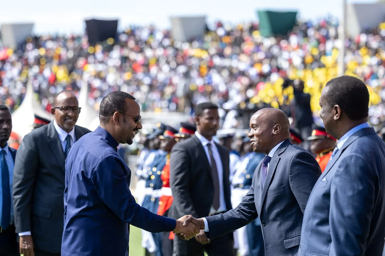 Ethiopian Prime Minister Abiy Ahmed welcomed by Deputy President Kithure Kindiki at Kipchoge Keino Stadium in Eldoret, Uasin Gishu County on October 20, 2026