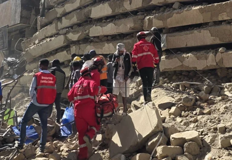 Kenya Red Cross rescue teams in Eastleigh 9th Street on October 23, 2026.