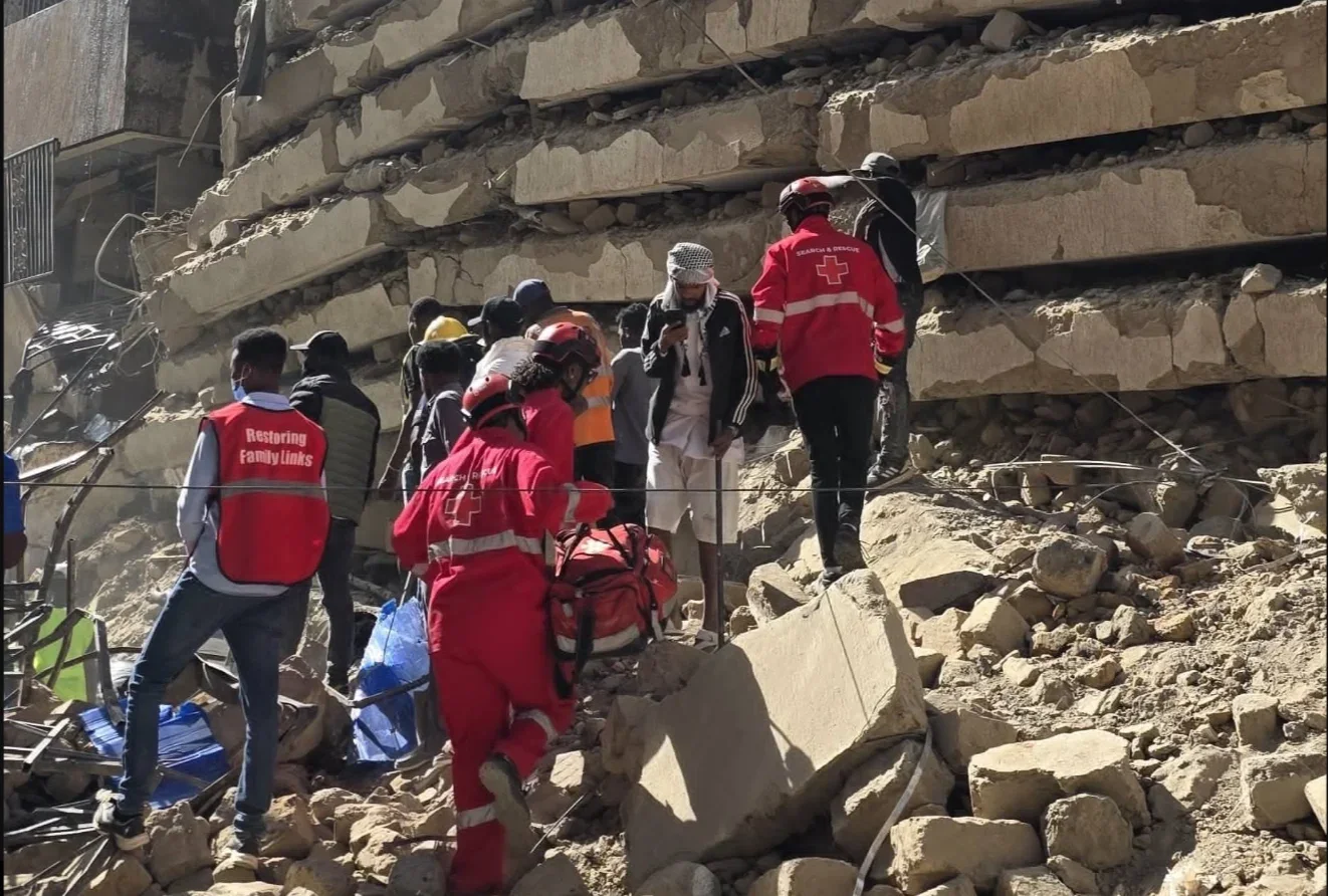 The collapsed building in Nairobi’s Eastleigh area on October 23, 2026.