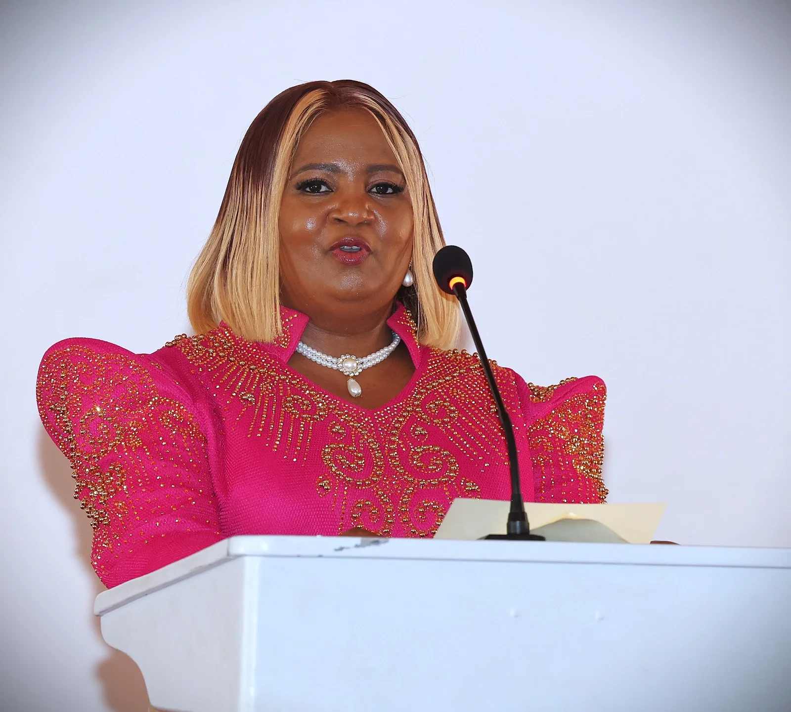 Spouse of the Deputy President Joyce Kithure speaking at the University of Nairobi’s Chiromo Campus during the opening of the 14th International Lead Poisoning Prevention Week of Action on October 23, 2026.