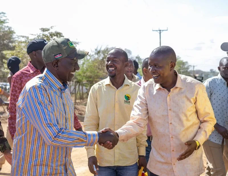 President William Ruto with Kibwezi West MP Mwengi Mutuse and other leaders in Mbiuni Ward, Mwala Constituency, Machakos County on October 24, 2026.