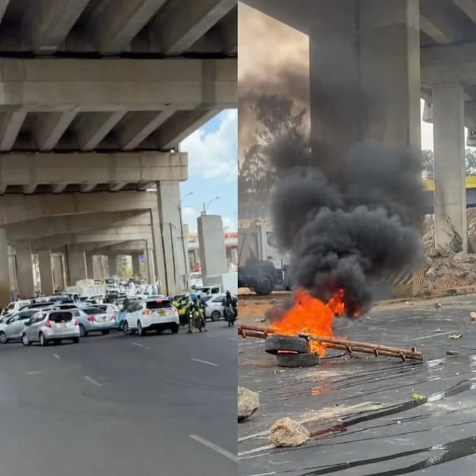 Motorists stranded as a section of University of Nairobi students lit a bonfire along Waiyaki Way on Tuesday, October 27, 2026.