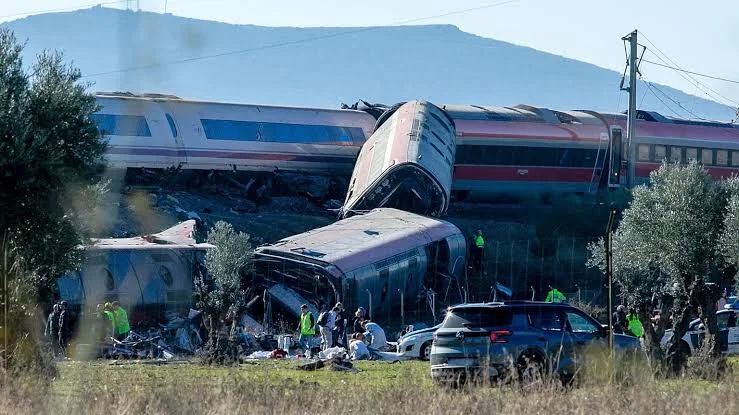 The scene of the train crash in La Mancha, Spain
