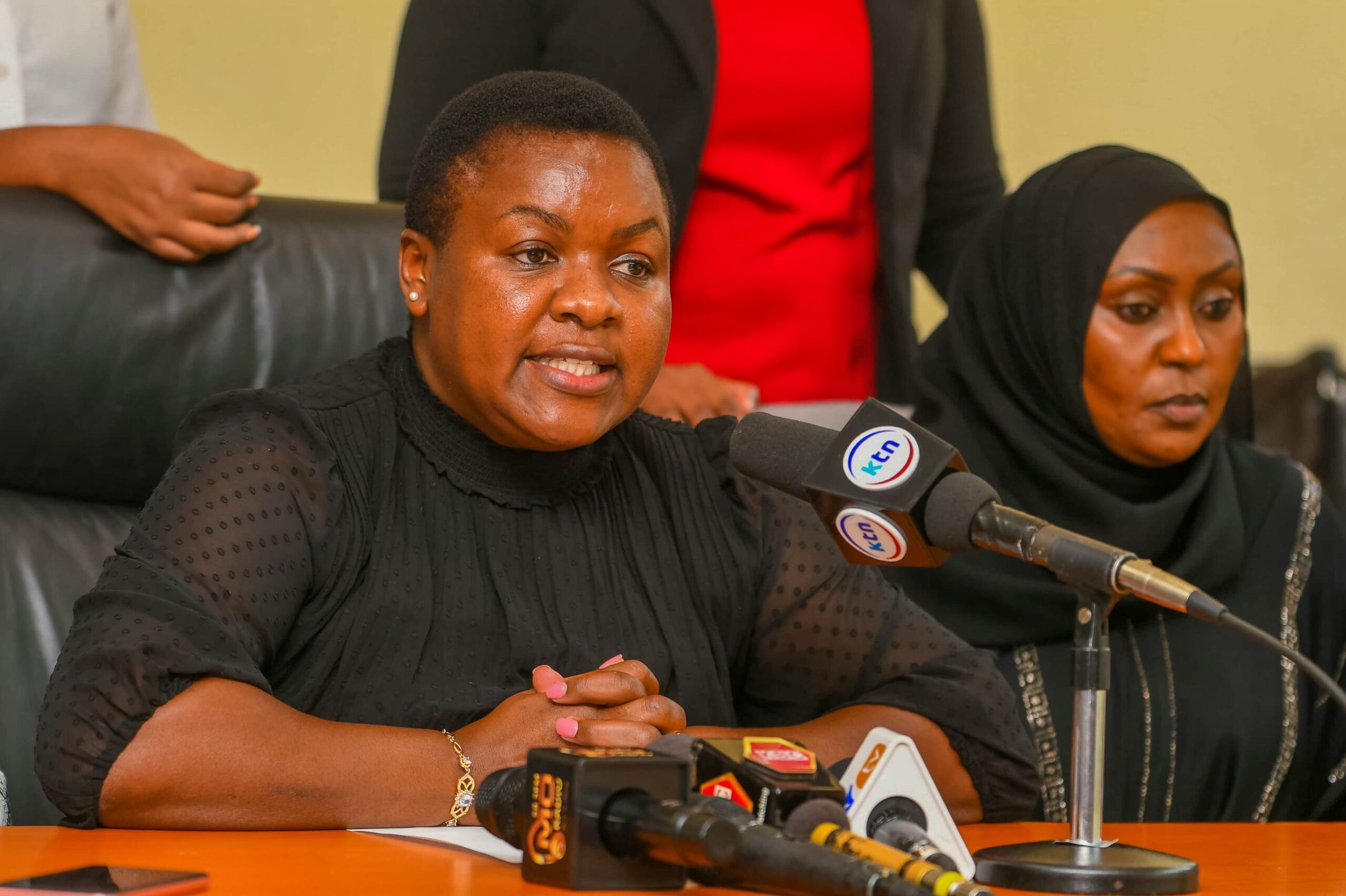 Kisii Woman Rep Dorice Donya during a press briefing. PHOTO/KEWOPA