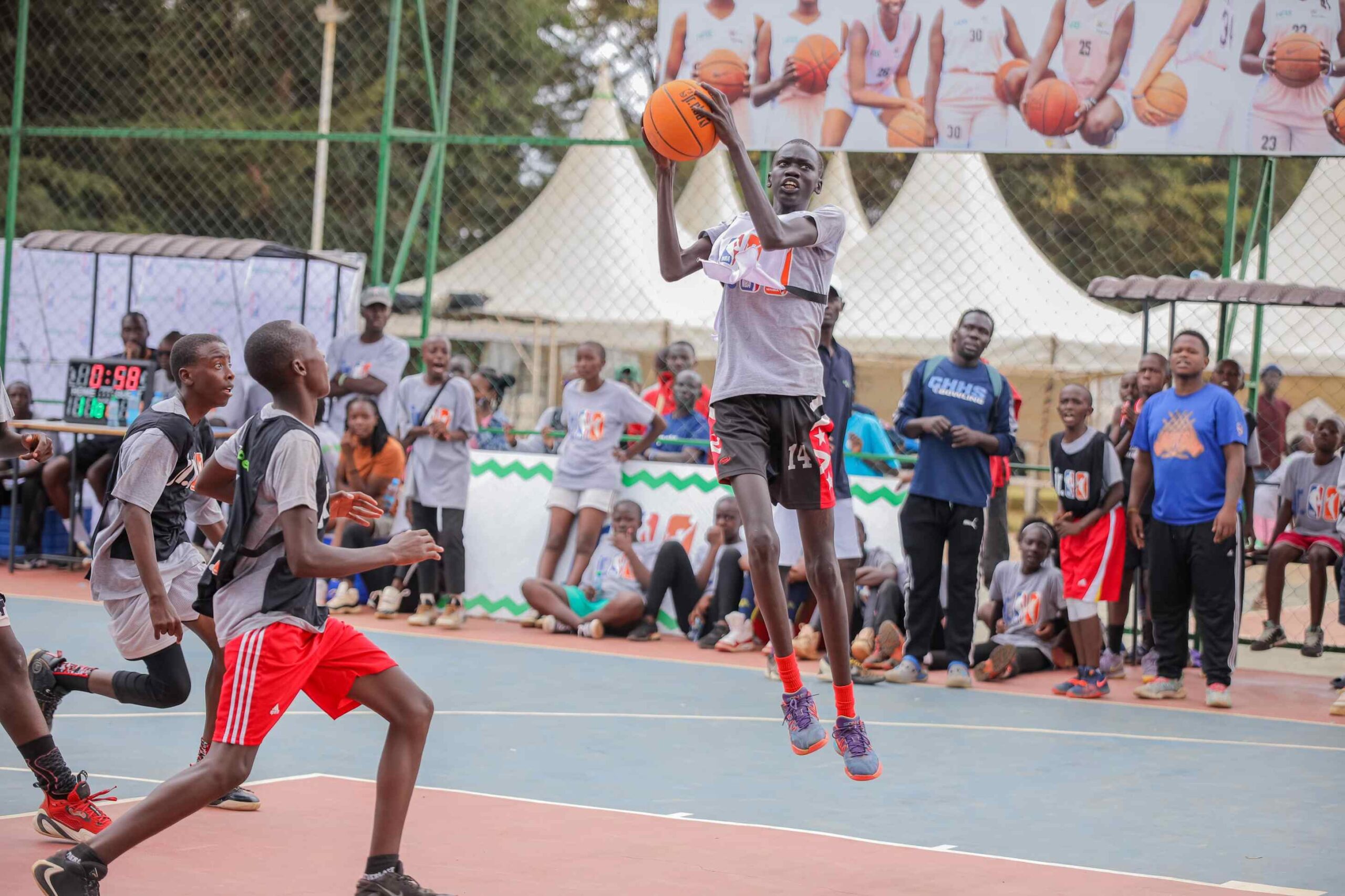 Players in action during the Jr NBA-Kisumu Regionals.PHOTO/File