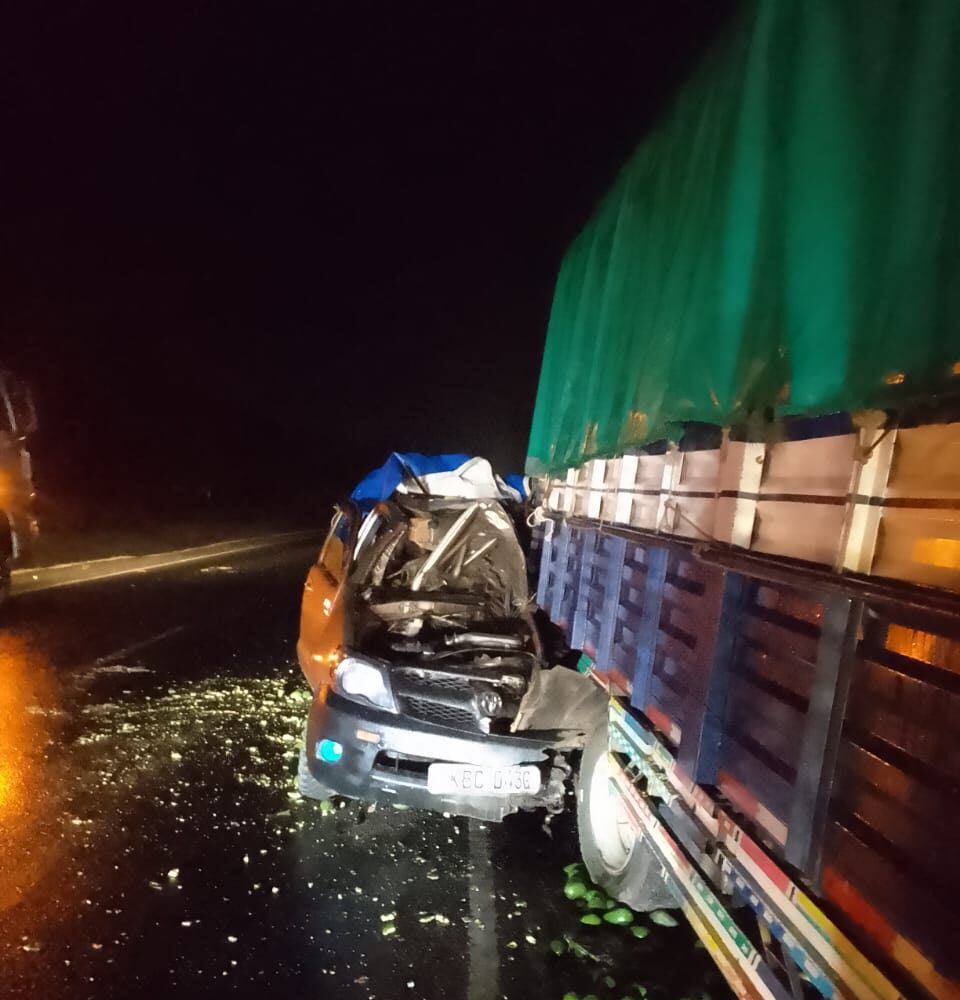The scene of an accident involving a pickup and truck at Kinungi, along the Nakuru-Nairobi Highway. PHOTO/ St John Ambulance