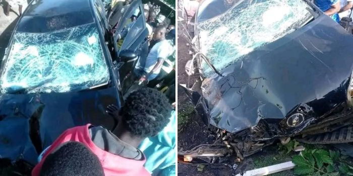 Collage of the Mbita accident where five students were knocked down by a speeding car. PHOTO/Jarundo Jaluth