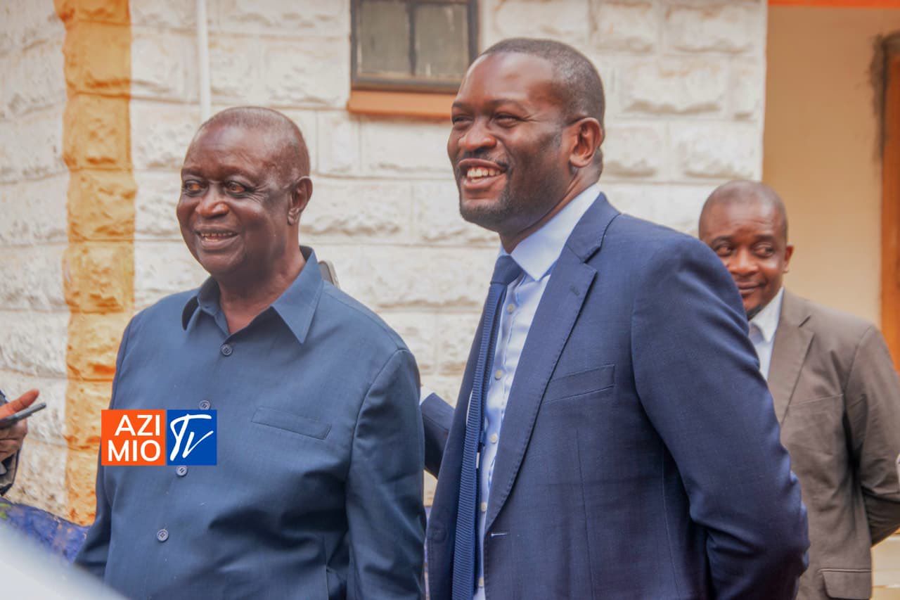 ODM party leader Oburu Oginga with Secretary General Edwin Sifuna during a Central Committee meeting/HANDOUT